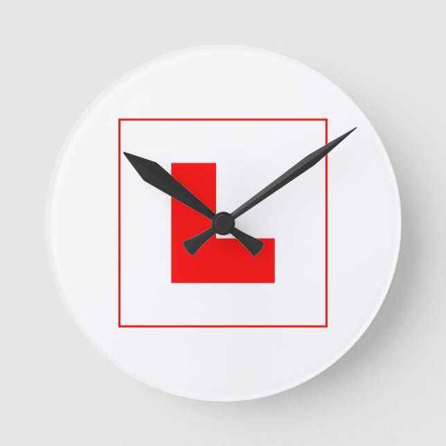 L-Plate Learner Driver / Bachelorette Hen Night Runde Wanduhr (Vorderseite)