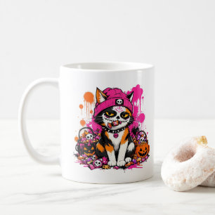 L&S Zucker-Schädel-Kaliko-Katze Halloween Kaffeetasse