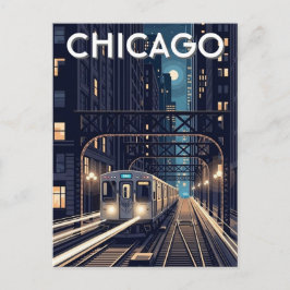 L Train Chicago Illinois Reise Postkarte