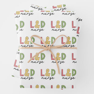 L und D Nurse   Arbeitskräfte und Versorgungssiche Geschenkpapier Set