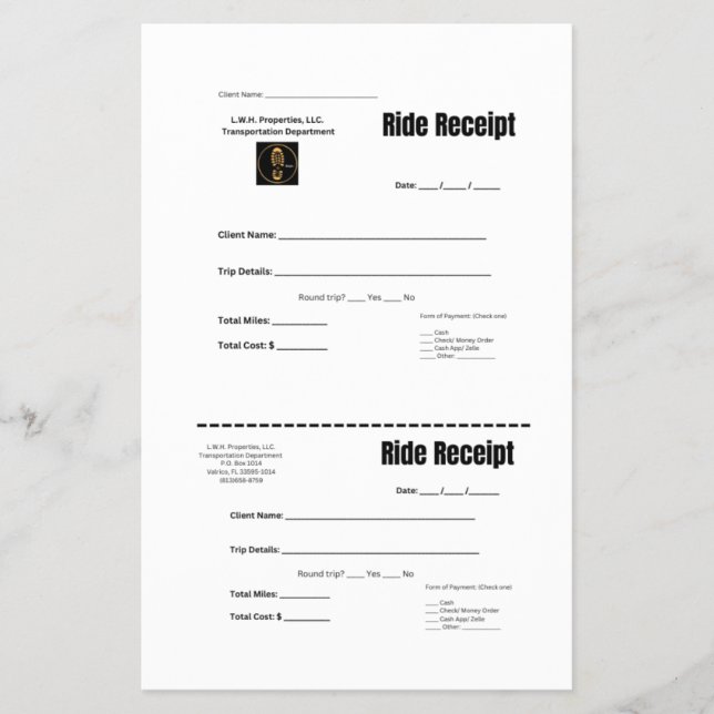 L.W.H. Ride Receipt für Eigenschaften Flyer (Vorne)