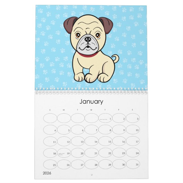 La bande dessinée mignonne poursuit le calendrier (Jan 2026)