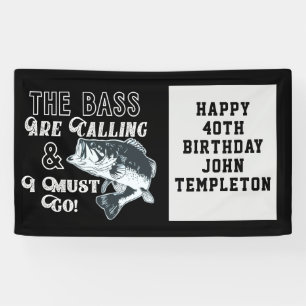 La bannière de joyeux anniversaire de pêche au b