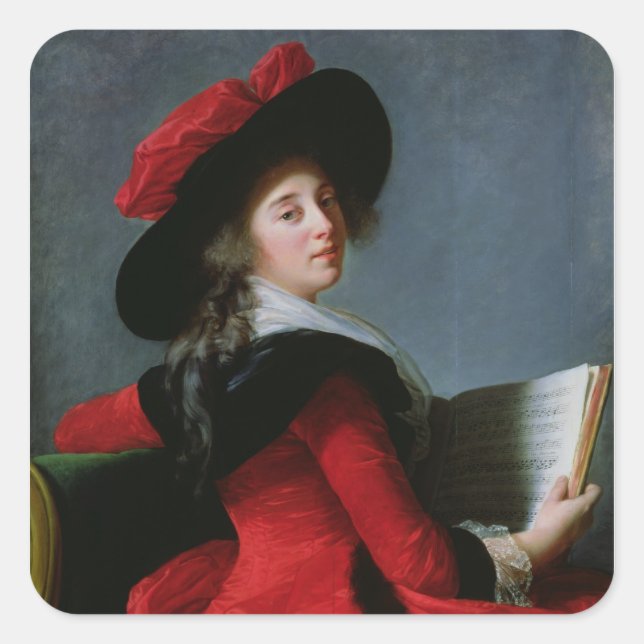 La Baronne de Crussol, 1785 Quadratischer Aufkleber (Vorderseite)