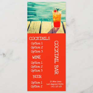 La barre de cocktail boit le menu