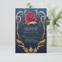 La beauté et la bête douce 16 carte RSVP