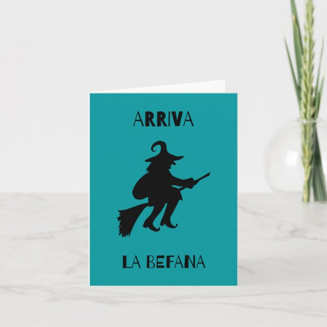 La Befana (Epifania) italienische Weihnachtshexe Karte (Vorderseite)