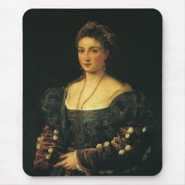 La Bella, Herzogin von Urbino von Tizian Mousepad (Vorne)
