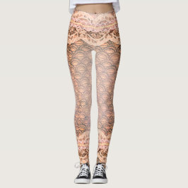 La belle dentelle perle la pêche Legging rose