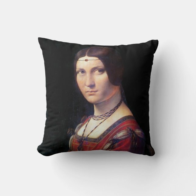 La Belle Ferronniere, Leonardo da Vinci Kissen (Vorderseite)