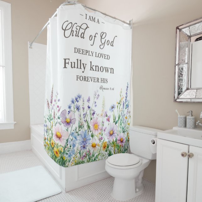 La Bible Bohème Verse Douche Florale Rideau (En situation)