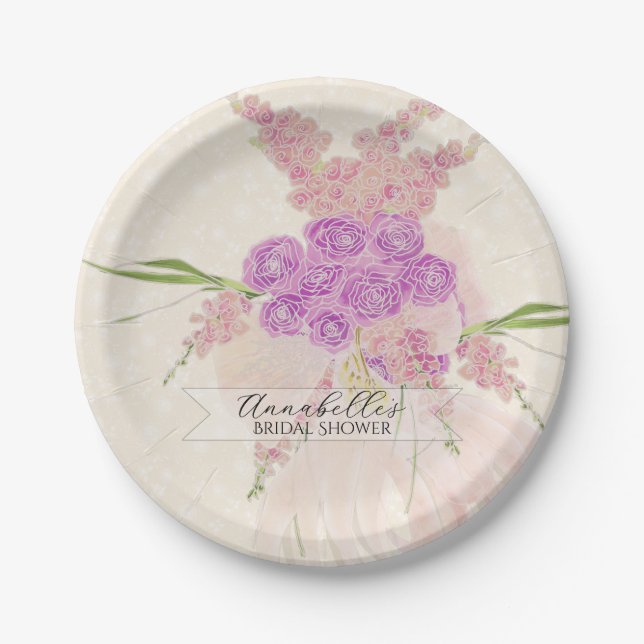 La Boca Golden Sheer Bow Bouquet  Pappteller (Vorderseite)