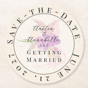 La Boca Golden Sheer Bow Bouquet Save-the-Date Runder Pappuntersetzer
