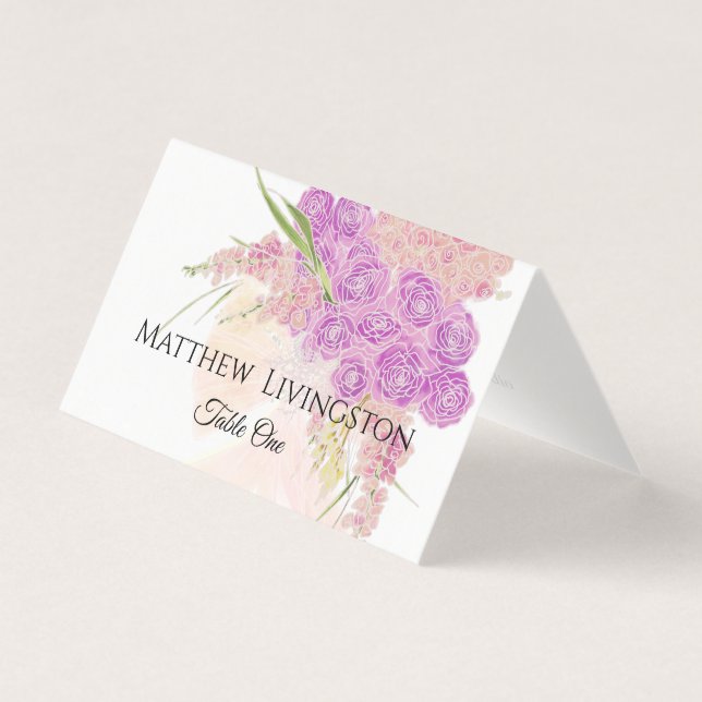 La Boca Rosa blush bow Bouquet Table Number Place (Vorderseite)