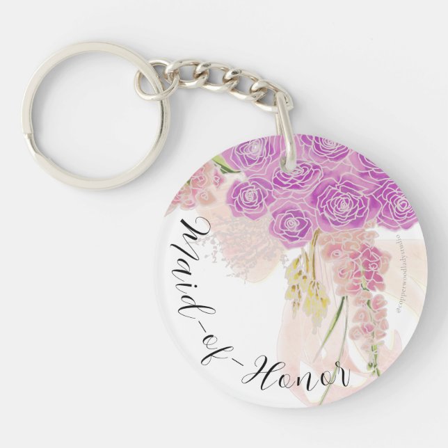 La Boca Rosa bow and Bouquet bridesmaid  Keychain Schlüsselanhänger (Vorderseite)