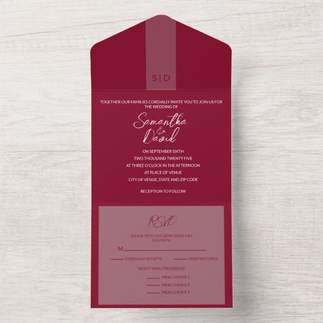 La Bourgogne en un seul Faire-part de mariage (À l'intérieur)