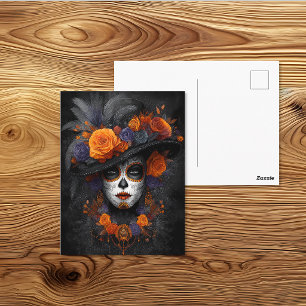 La Calavera Catrina Floraler Hut Totensonntag Postkarte