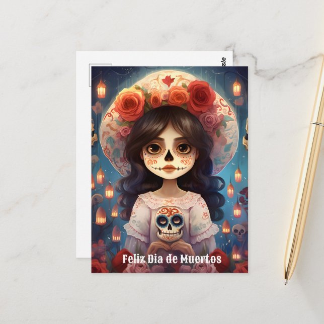 🌹 La Calavera Catrina: 🌹 Postkarte (Vorderseite/Rückseite Beispiel)