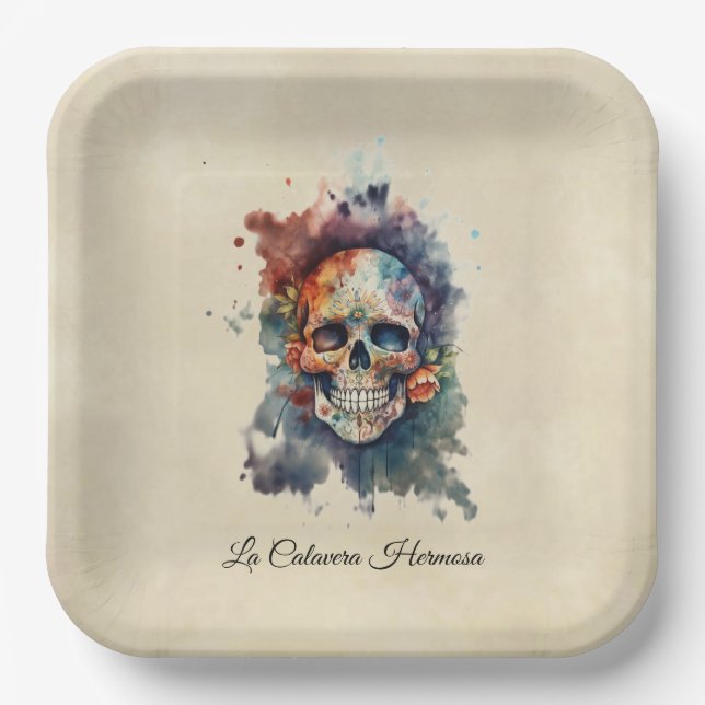 La Calavera Hermosa, Brauch Pappteller (Vorderseite)
