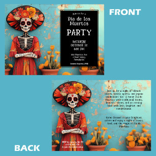 💀 La Calavera in Hut mit Blume Einladung