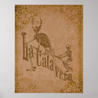 La Calavera von Jose Posada (Grunge tan) Poster