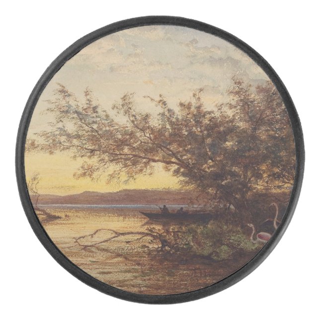 La Camargue, Coucher De Soleil - Félix Ziem Eishockey Puck (Vorderseite)