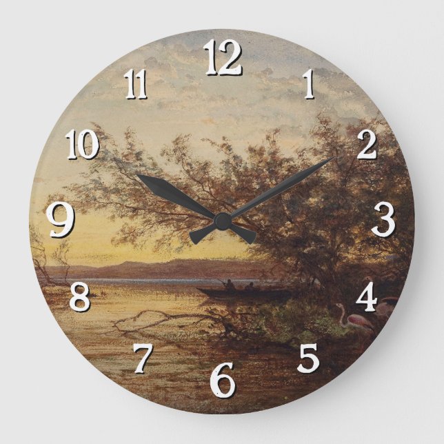 La Camargue, Coucher De Soleil - Félix Ziem Große Wanduhr (Vorderseite)