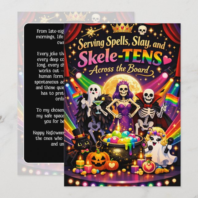🎃🌈 La carte Cabaret Halloween Queer (Devant / Derrière)