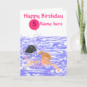 La carte d'anniversaire de fille de nageur