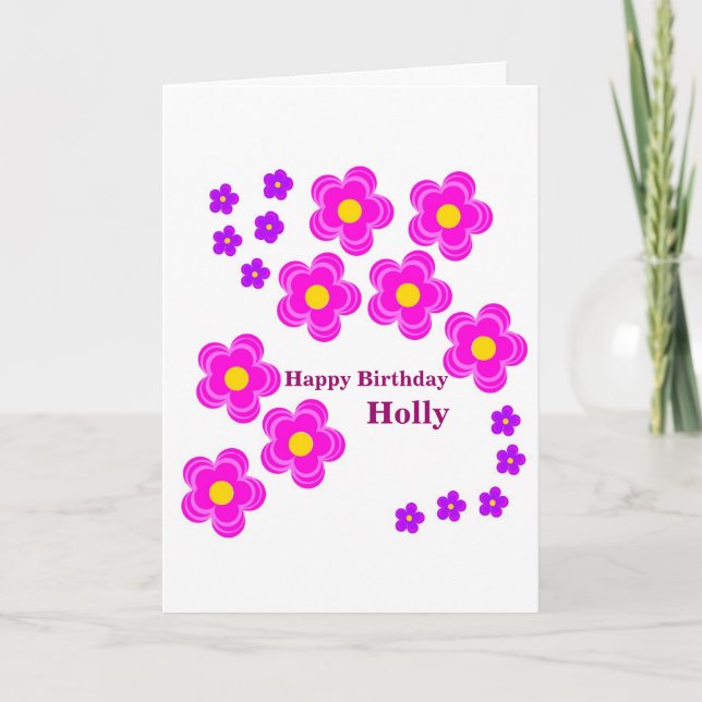 La carte d'anniversaire de fleur, personnalisent (Devant)