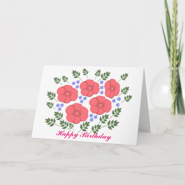 La carte d'anniversaire florale de rétros années (Devant)