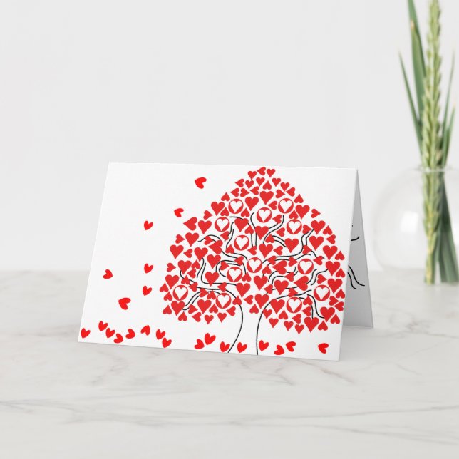 La carte de coeur de Valentine en baisse d'arbre (Devant)
