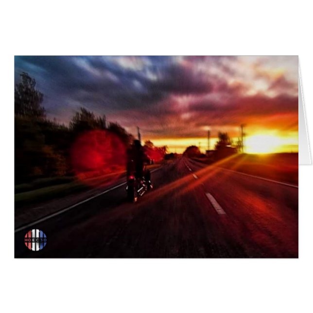 La carte de coucher du soleil de moto (Devant horizontal)