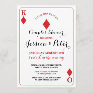 La carte de jeu couple l'invitation du Roi Queen