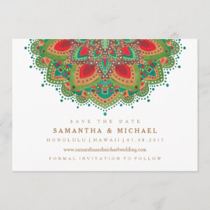 La carte de mariage Save the Date Mandala vert