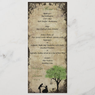 La carte de menu de mariage de vert de proposition