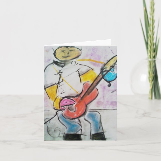 La carte de note en pastel de joueur de guitare (Devant)