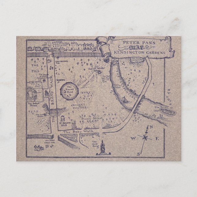 La carte de Peter Pan des jardins de Kensington (Devant)