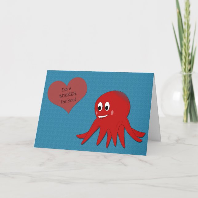 La carte de sucker à la pieuvre rouge de Valentine (Devant)