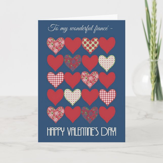 La carte de Valentine pour le fiancé, coeurs, (Devant)
