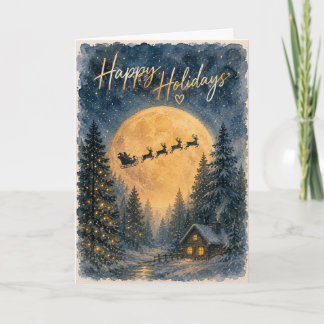 La carte de vœux aquarelle de Noël au clair de lun