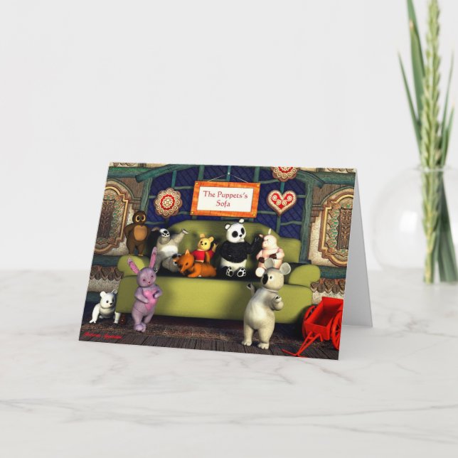 La carte de voeux du canapé pour marionnettes (Devant)