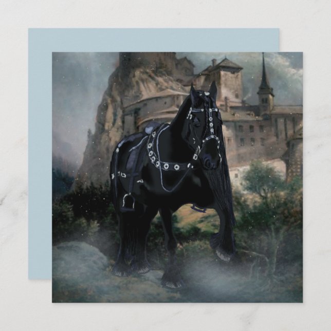 La carte de vœux du cheval médiéval (Devant / Derrière)