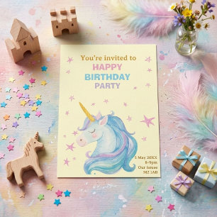 La carte d'invitation d'anniversaire Licorne Star