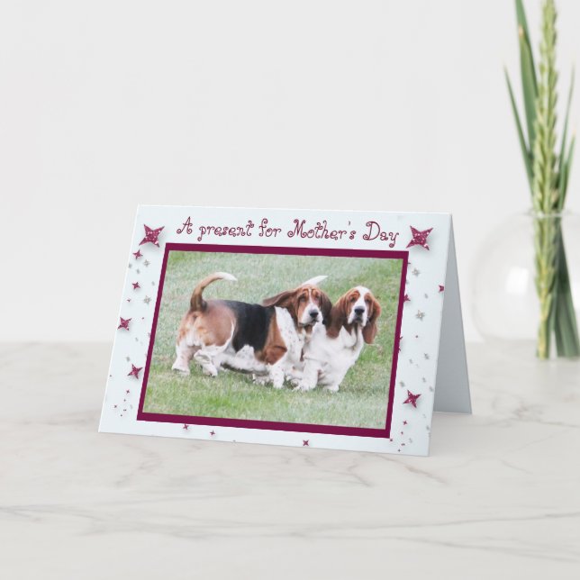 La carte drôle w/Basset "du jour de mère" traque (Devant)