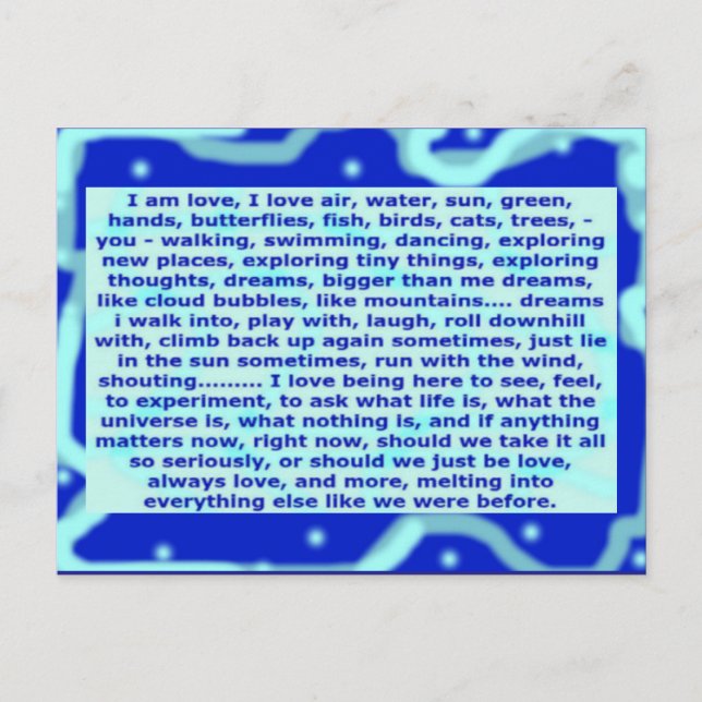 La carte postale créative 4a je suis amour, rêves, (Devant)