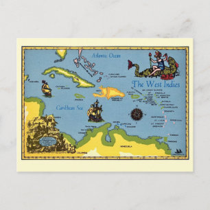 La carte postale de la carte des Antilles