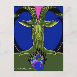 La carte postale du Coeur brûlant de Satan (vert)