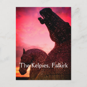 La carte postale Kelpies, les sculptures à tête de