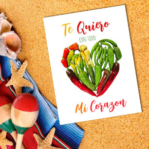 La carte postale Quiero Chili Peppers Heart Valent